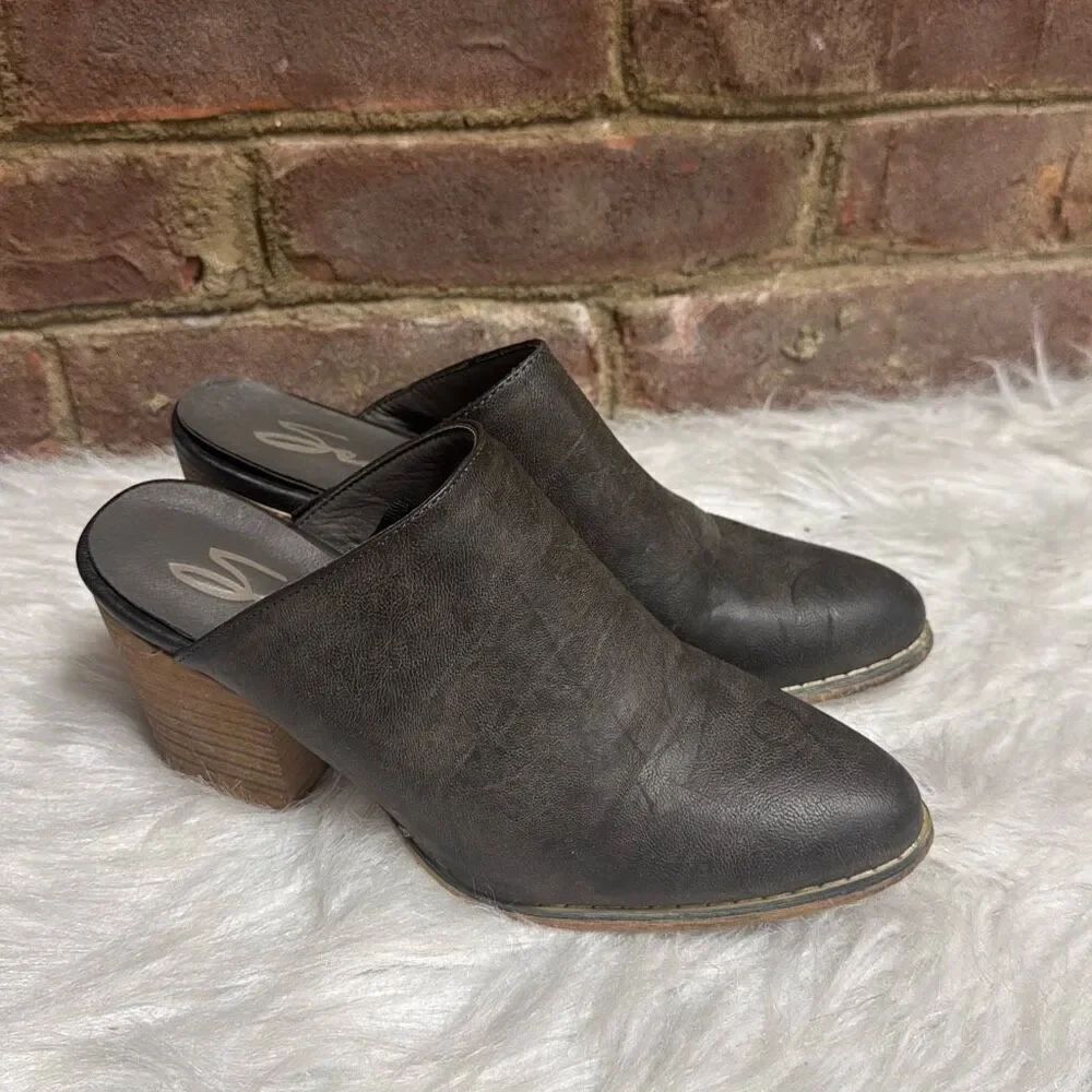Seven7 Women’s Gray Dandy Mule Block Heel Western Clog Slide Size 7